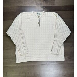 Vintage LL Bean Sweater Mens XL Long Sleeve Henley Textured Chunky Knit USA Made